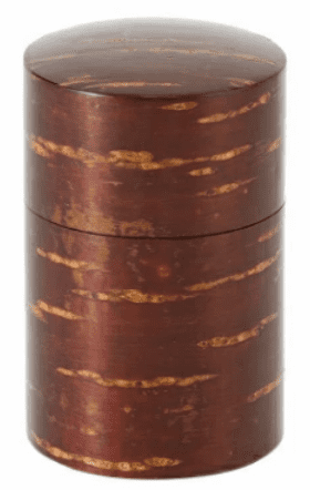 桜皮細工の茶筒の写真